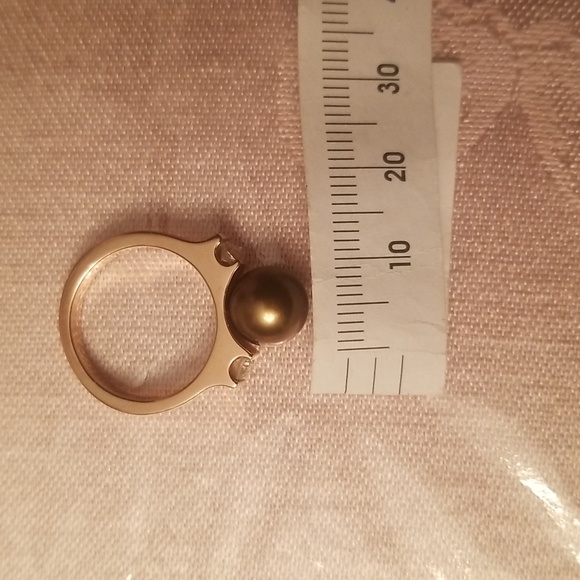 Na Hoku South Sea Carmel Color Pearl ring w/diamond accents. Size 8 - Picture 9 of 9